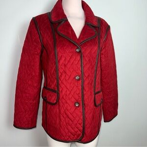 Tasha Polizzi Collection Quilted Red Faux Suede Leopard Lining Jacket Women’s L